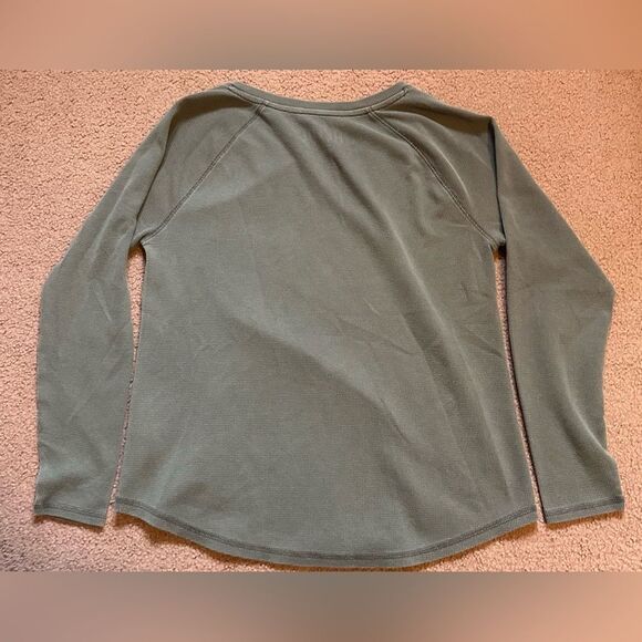 AC/DC Women's Gray Thermal Waffle Knit Long Sleeve Medium Lucky Brand V Neck - Picture 2 of 3